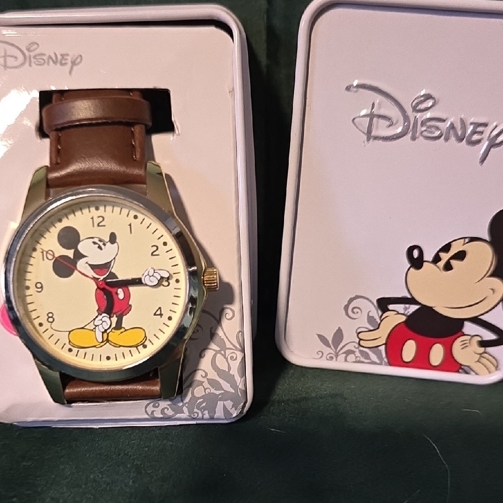 Disney Mickey Mouse Watch with Brown Strap